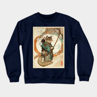 Japanese Tanuki Samurai Cat Crewneck Sweatshirt